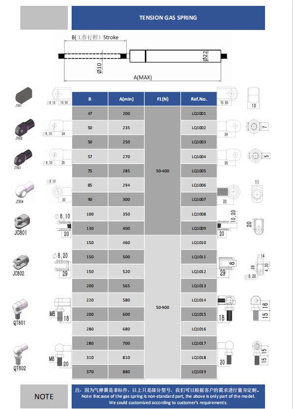 拉力氣彈簧規(guī)格 拉力氣彈簧規(guī)格